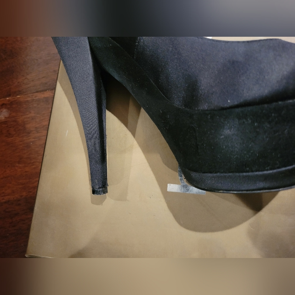 Bebe Tristan Black Satin Heel - Picture 6 of 13